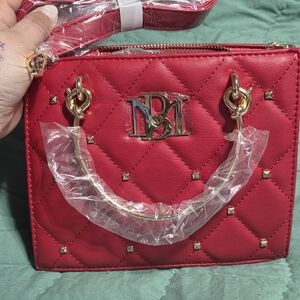 Red Quilted Handbag with Gold Hardware Cross Body Strap Included